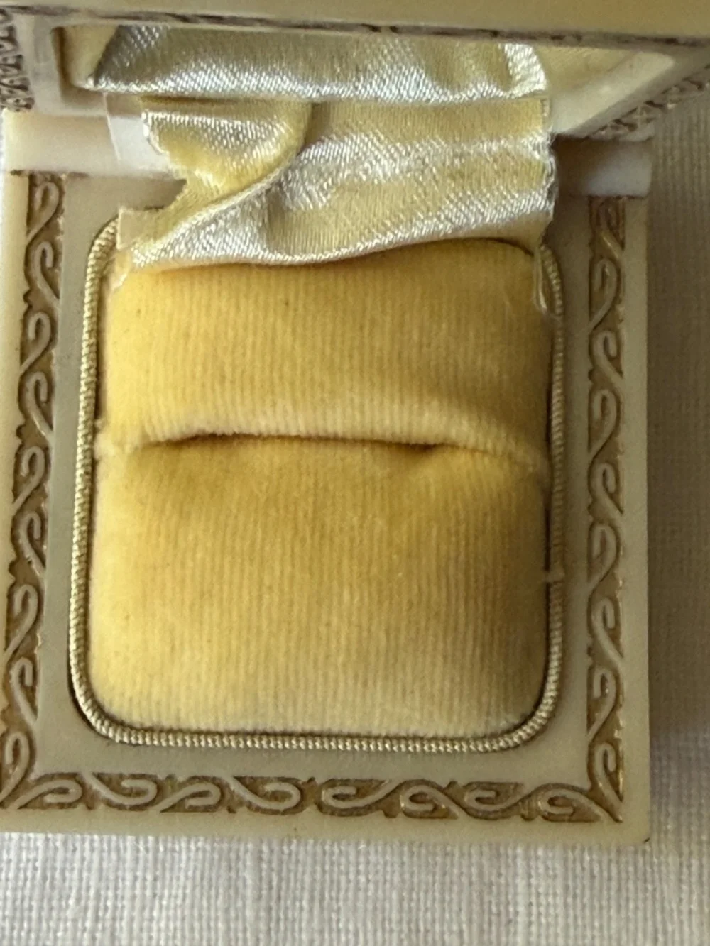 Vintage Warner Celluloid Ring Box, Moonlight Ivory Art Deco Presentation Case